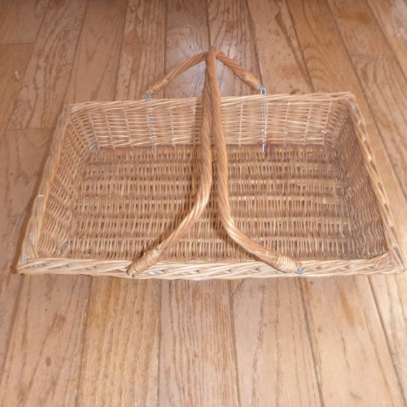 Vintage Accents Large Vintage Rectangular Wicker Basket W Handles